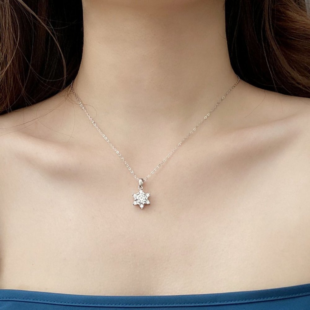 Certified 1ct. t.w. Diamond Moissanite Snowflake Necklace NEW C - Picture 2 of 8